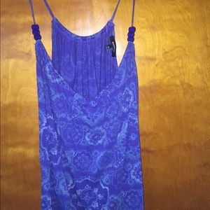 Blue Pattern Spaghetti Strap Shirt